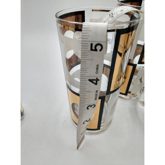 Vintage Mid-Century Modern (MCM) Geometric Highball Glasses Set Of 4 - Picture 4 of 5